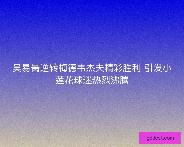 吴易昺逆转梅德韦杰夫精彩胜利 引发小莲花球迷热烈沸腾